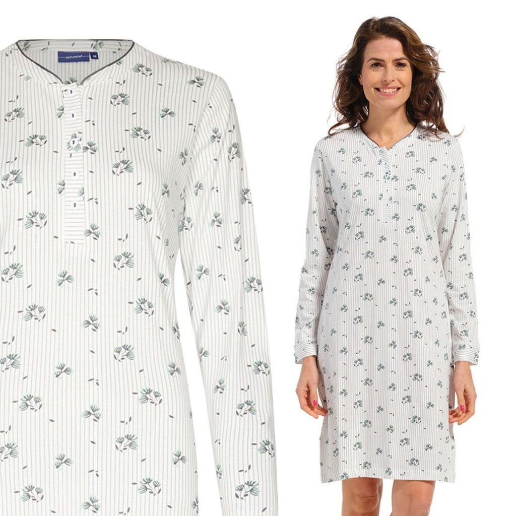 CAMICIA DA NOTTE  M/L INVERNO pastunette DONNA rigato foglie