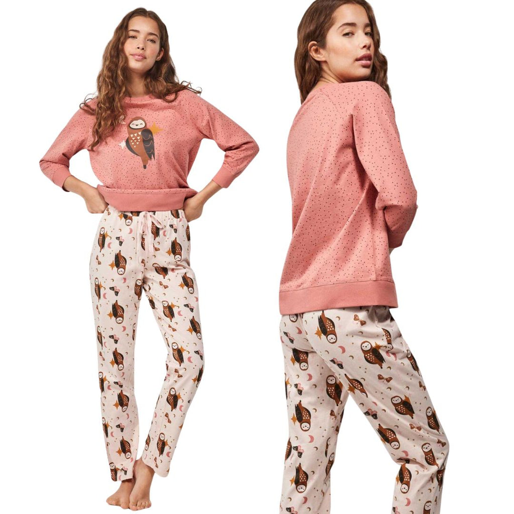 Pigiama Donna in cotone con gufi
