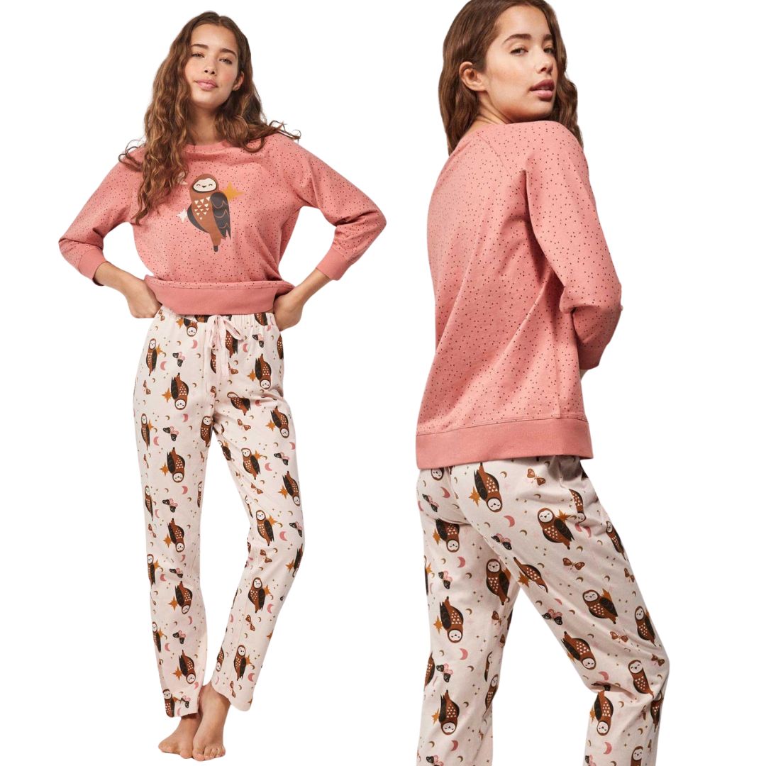 Pigiama Donna in cotone con gufi