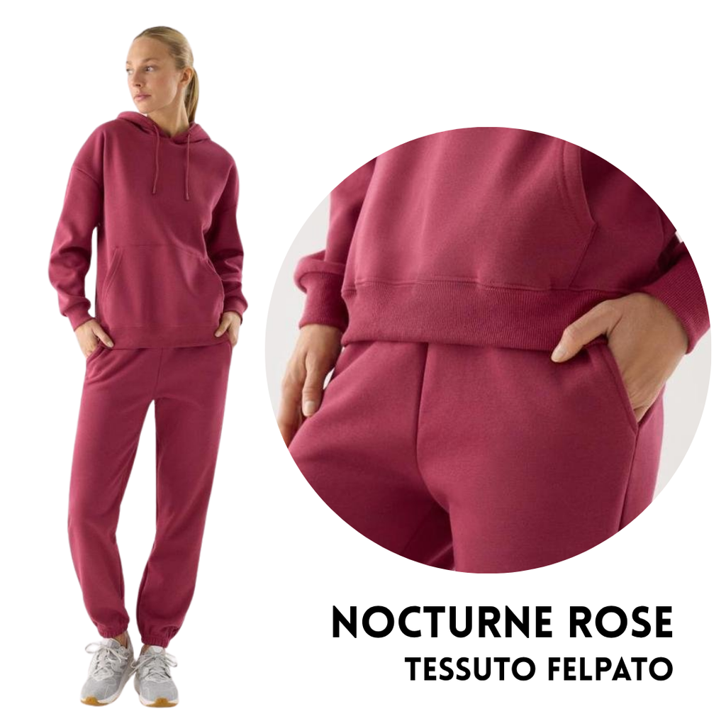 Completo Lounge-wear Termico in Pile – Felpa con Cappuccio e Joggers Elastici