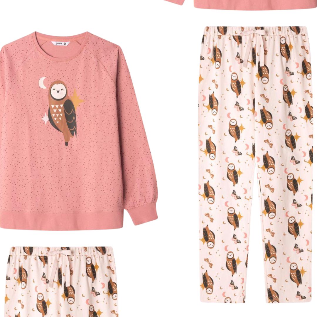 Pigiama Donna in cotone con gufi