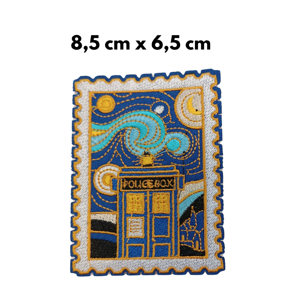 TOPPA RICAMATA TERMOADESIVA  "TARDIS VAN GOGH"
