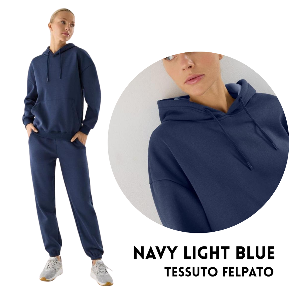 Completo Lounge-wear Termico in Pile – Felpa con Cappuccio e Joggers Elastici