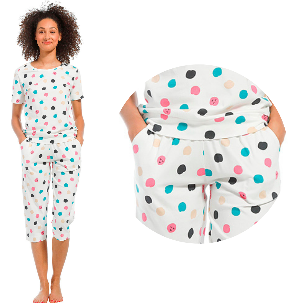 PIGIAMA M/M PINOCCHIETTO BIANCO CON POIS
