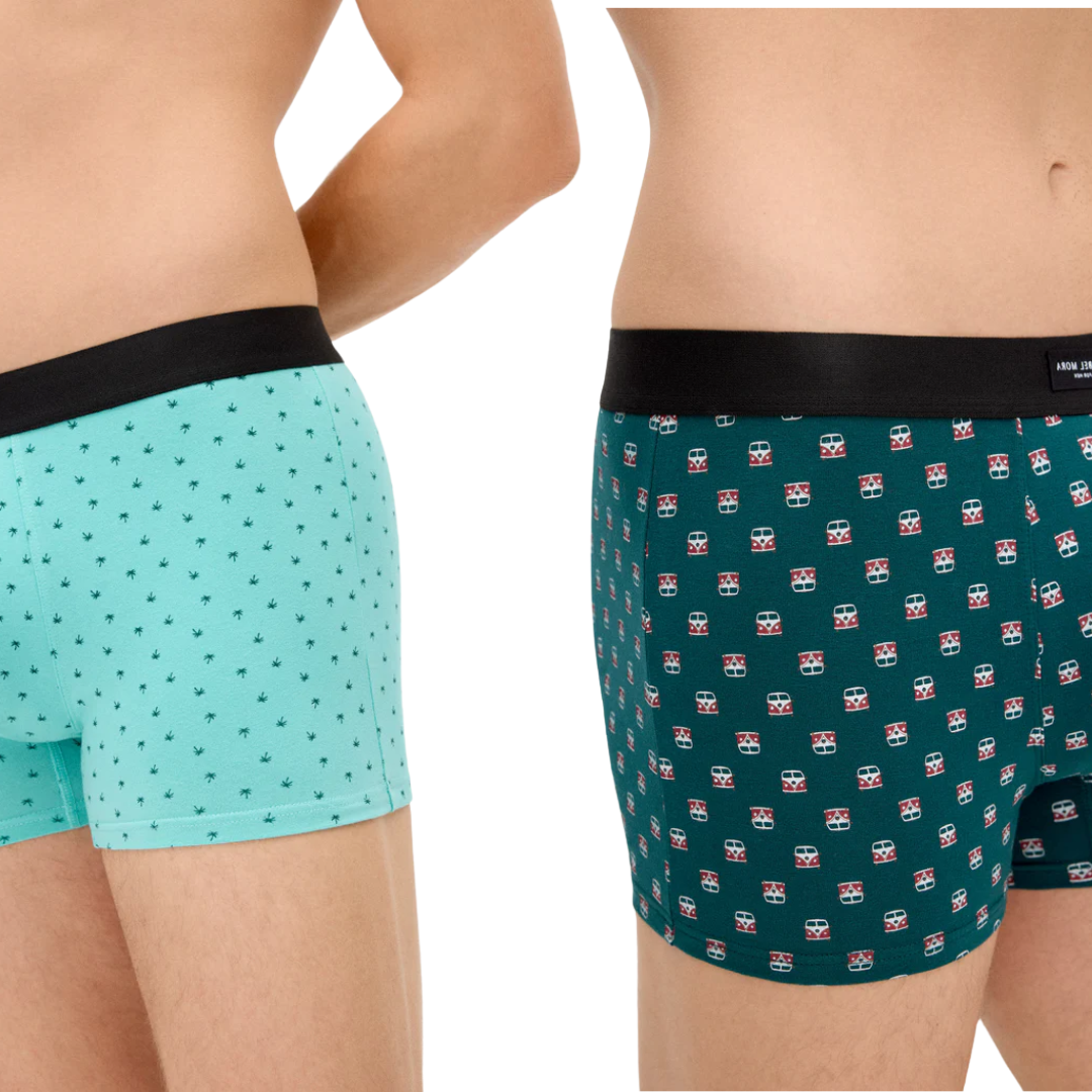 Boxer BI-PACK Uomo COLORE TIFFANY CON PALME E VERDONE CON FURGONE  Volkswagen