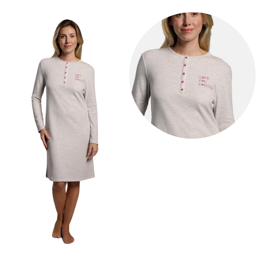 Camicia da Notte in Cotone Felpato "Love You Forever"