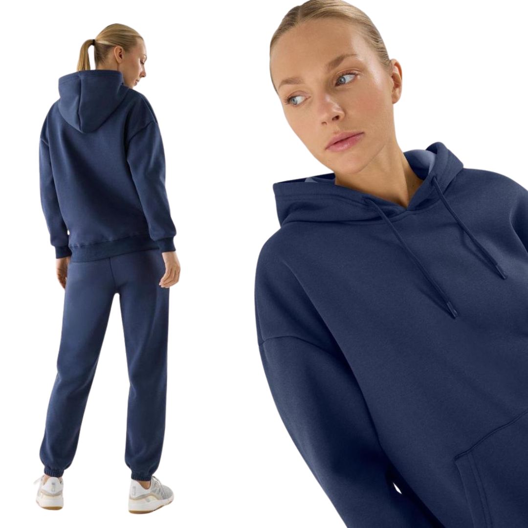 Completo Lounge-wear Termico in Pile – Felpa con Cappuccio e Joggers Elastici