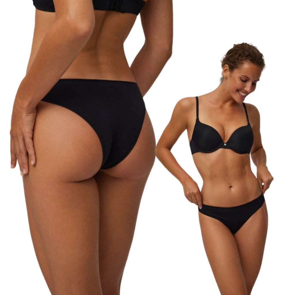 Slip brasiliana donna in cotone con tassello spugna