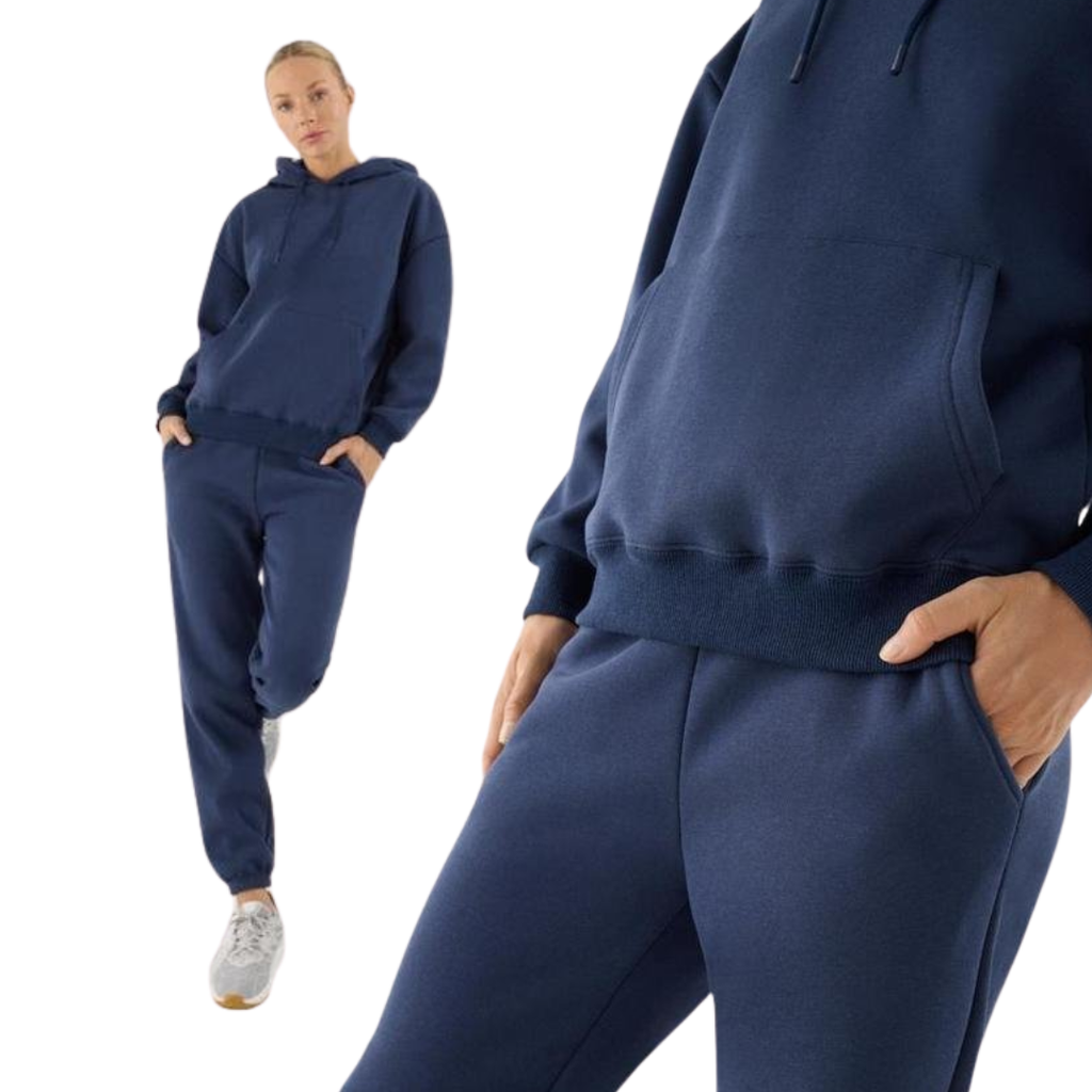 Completo Lounge-wear Termico in Pile – Felpa con Cappuccio e Joggers Elastici