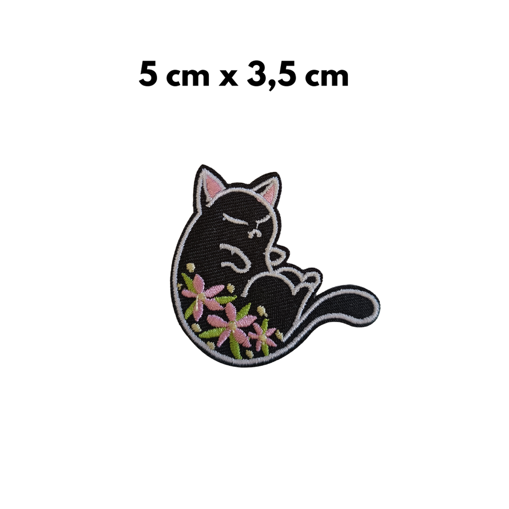TOPPA RICAMATA TERMOADESIVA GATTO NERO