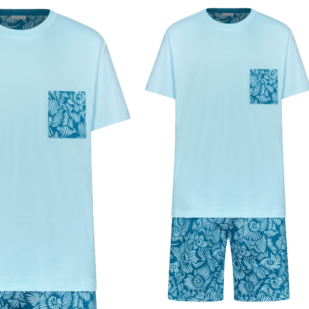PIGIAMA UOMO M/M TURCHESE DISEGNI FOGLIE HAWAII