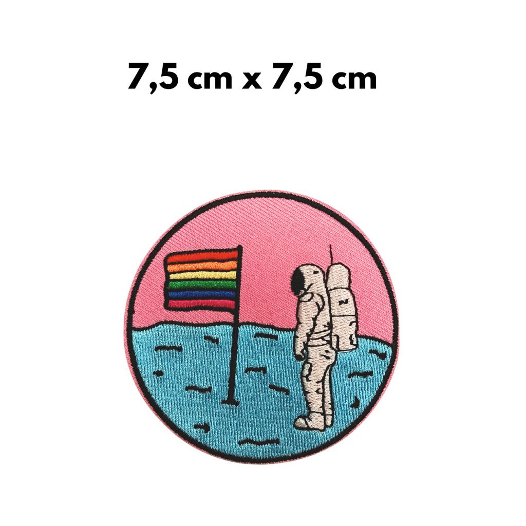TOPPA  RICAMATA  TERMOADESIVA ASTRONAUTA RAINBOW