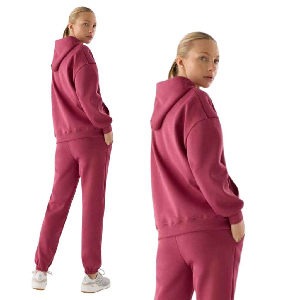 Completo Lounge-wear Termico in Pile – Felpa con Cappuccio e Joggers Elastici