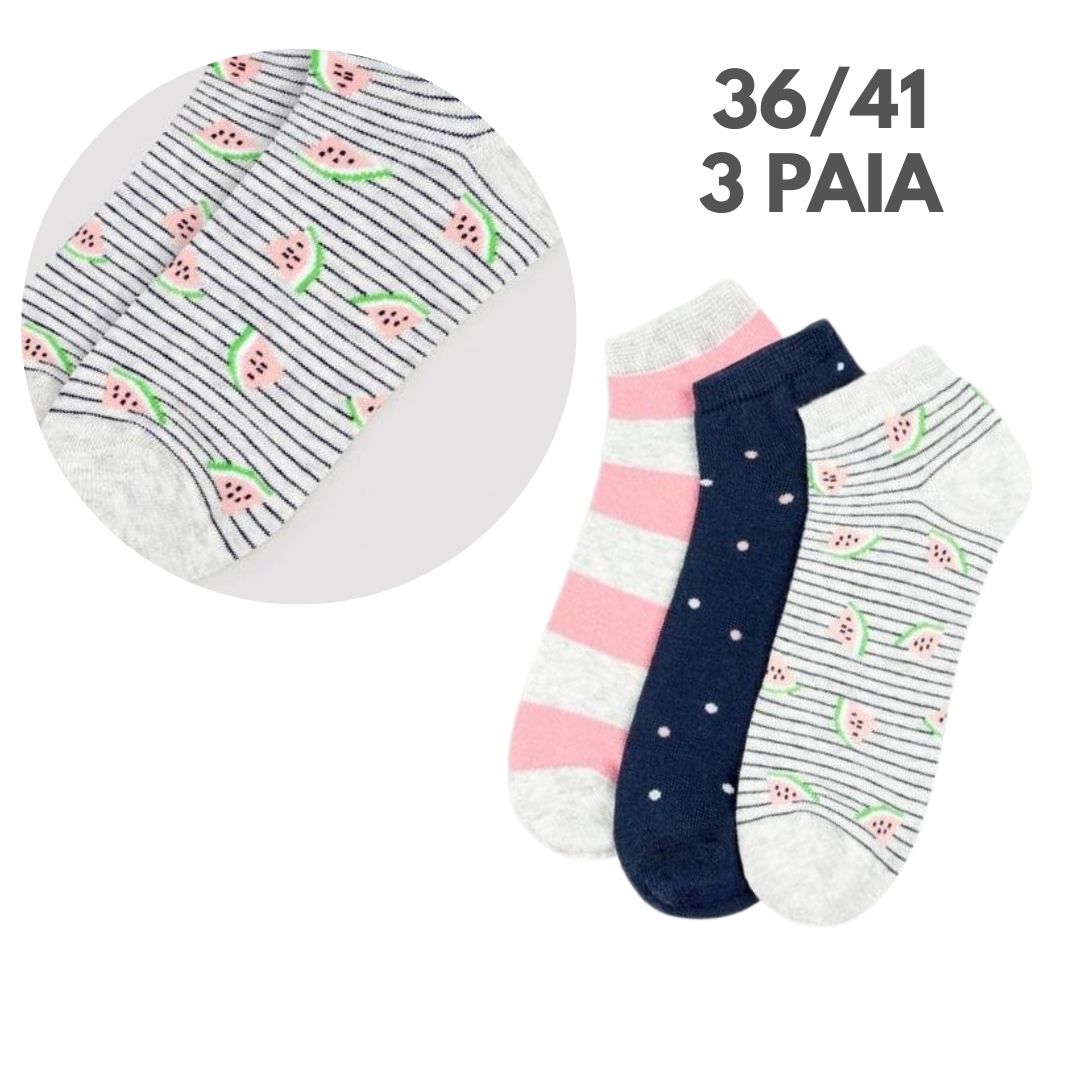 3 PAIA DI CALZE DI COTONE DISEGNATE