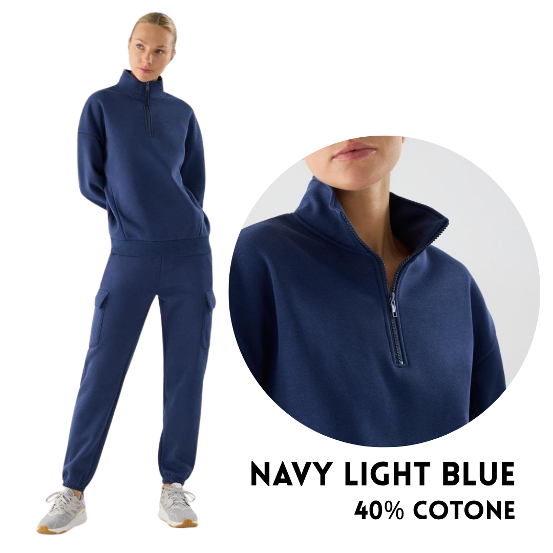 Tuta Coordinata Utility Comfort – Felpa Mezza Zip e Pantalone Cargo