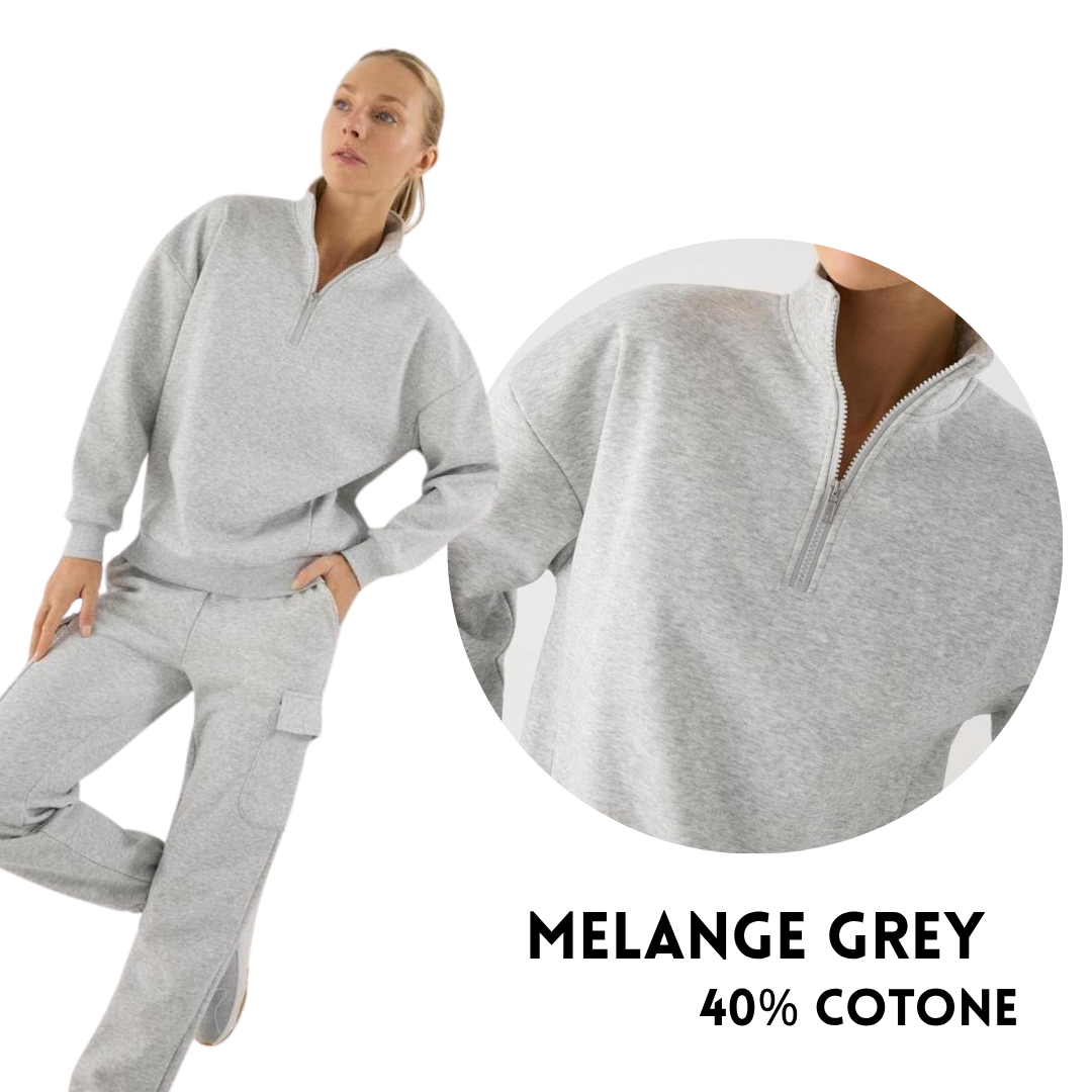 Tuta Coordinata Utility Comfort – Felpa Mezza Zip e Pantalone Cargo