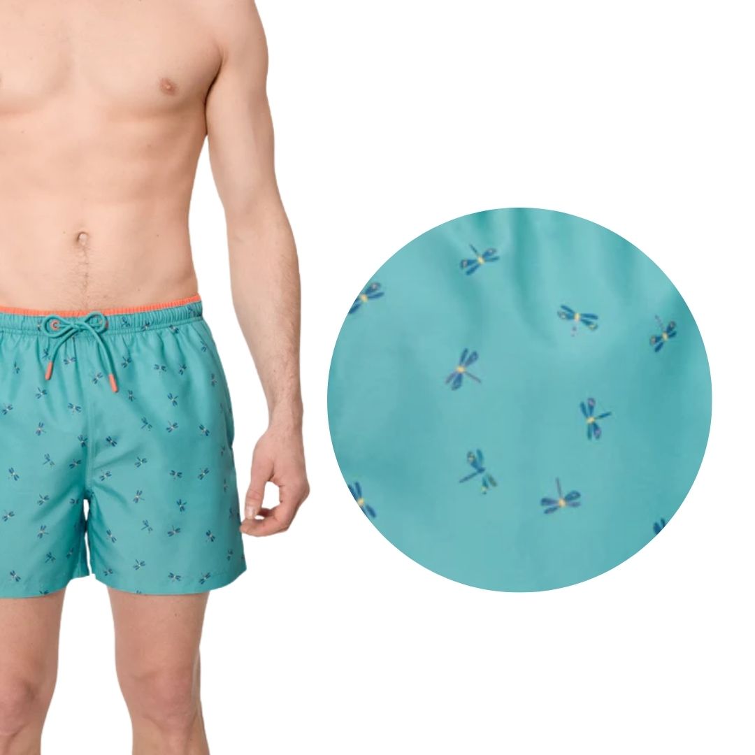 BOXER MARE UOMO TURCHESE CON LIBELLULE