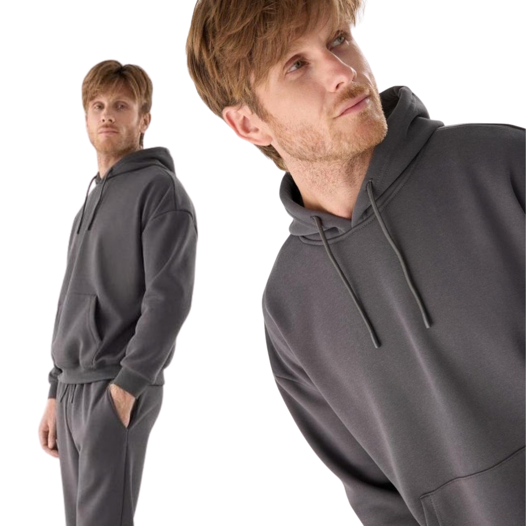 Tuta Sportiva da Uomo Grigio Antracite – Set Felpa con Cappuccio e Joggers