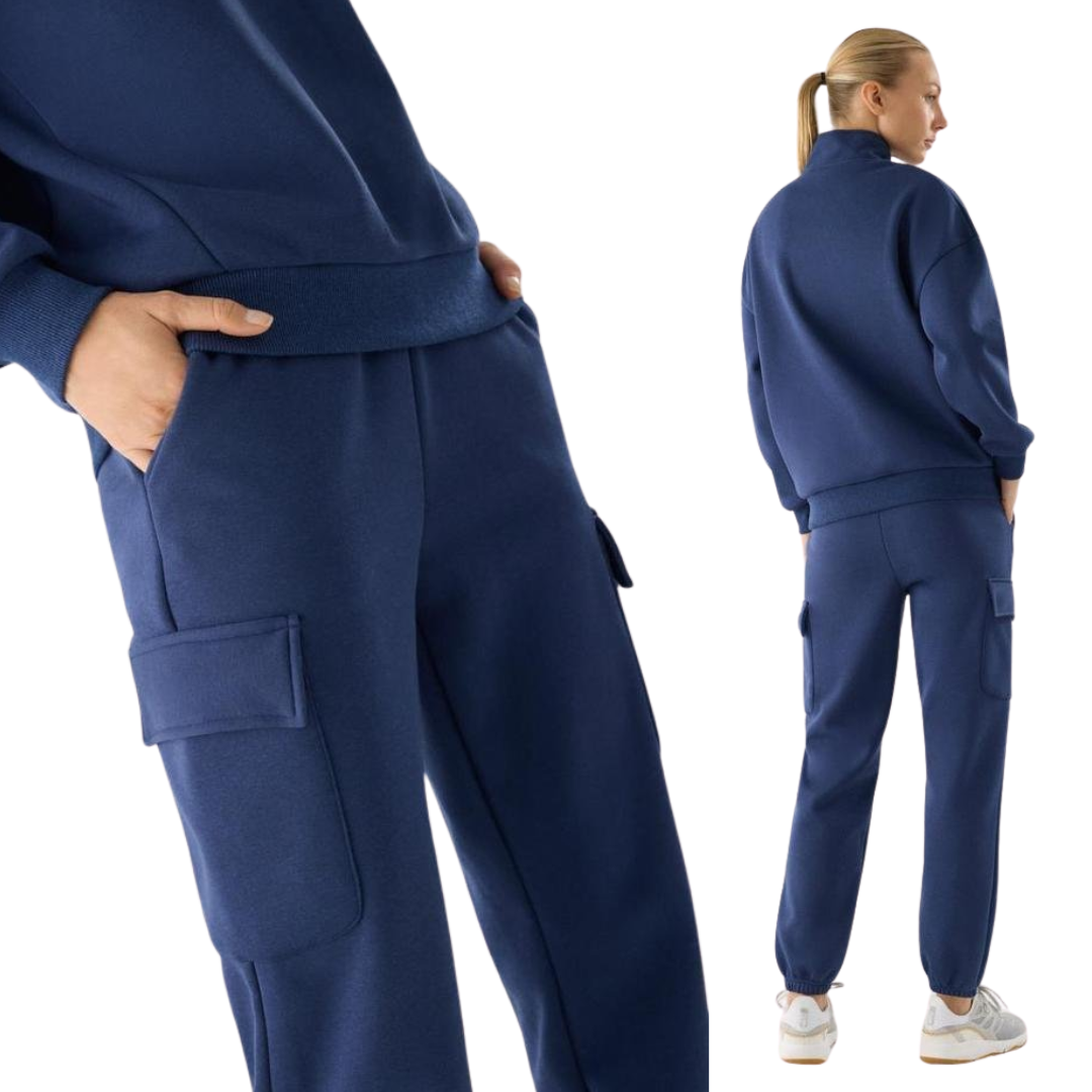 Tuta Coordinata Utility Comfort – Felpa Mezza Zip e Pantalone Cargo