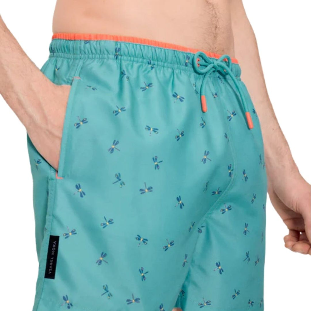 BOXER MARE UOMO TURCHESE CON LIBELLULE