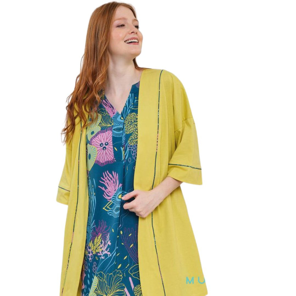 Vestaglia Kimono cotone  tinta unita lime