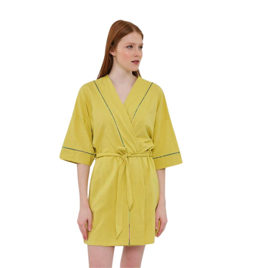 Vestaglia Kimono cotone  tinta unita lime