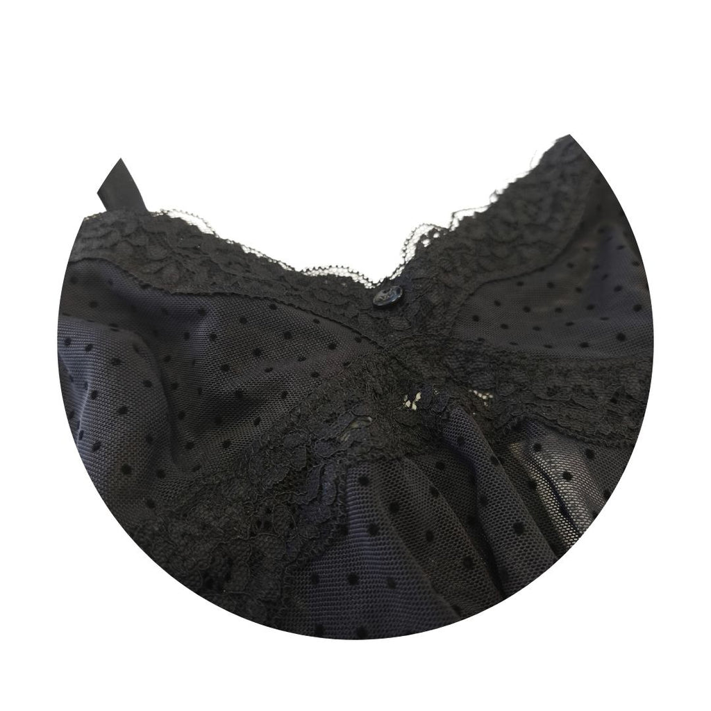 Completo camicia da notte stile babydoll e perizoma nero