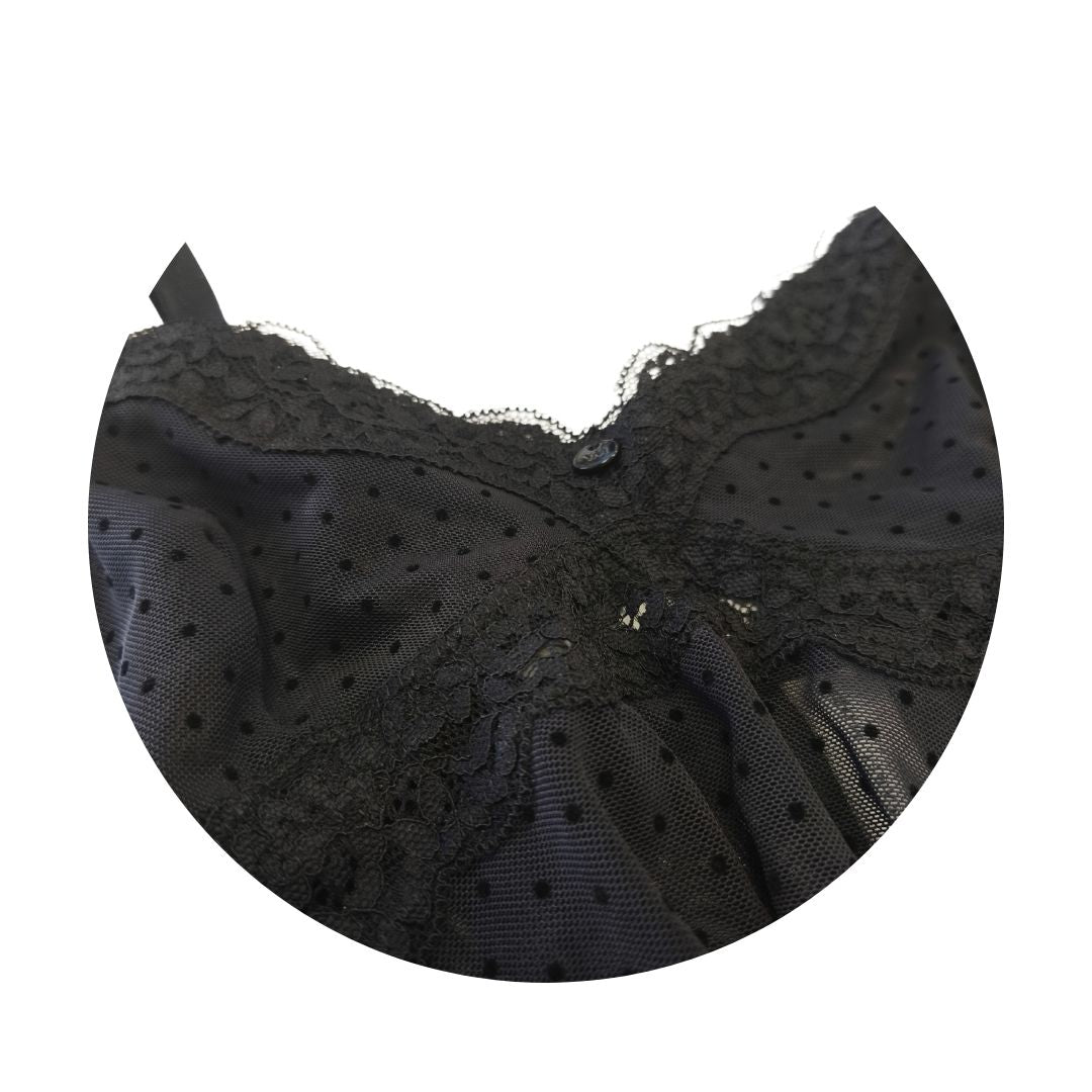 Completo camicia da notte stile babydoll e perizoma nero