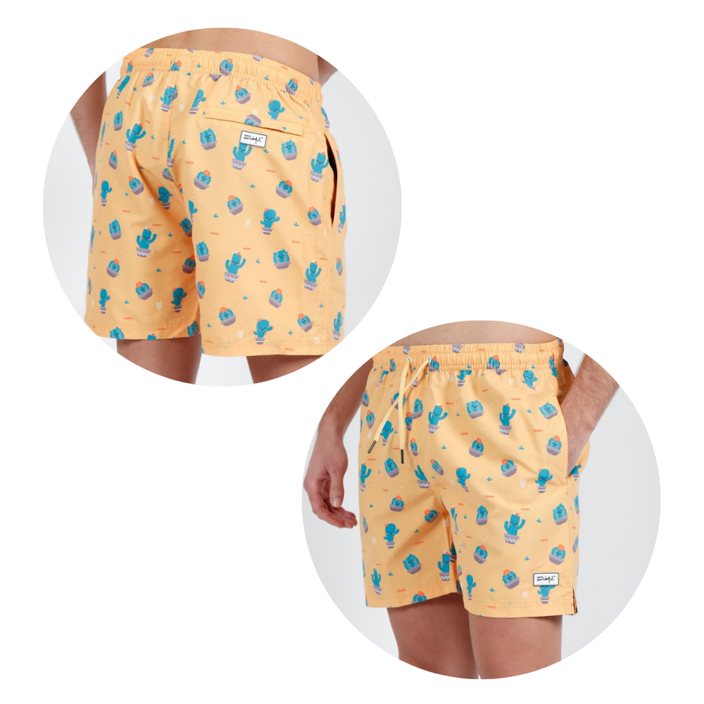 BOXER MARE UOMO GIALLO CON CACTUS