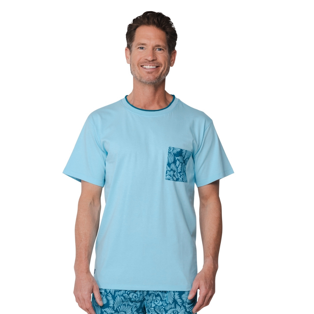 PIGIAMA UOMO M/M TURCHESE DISEGNI FOGLIE HAWAII