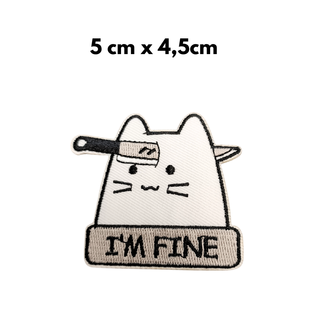 TOPPA RICAMATA TERMOADESIVA GATTO "I'M FINE"