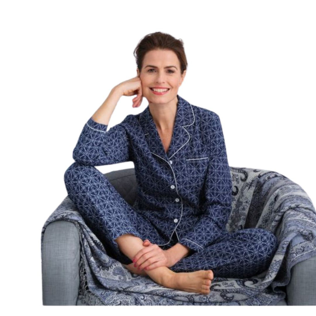 Pigiama Donna flanellato blu fantasia