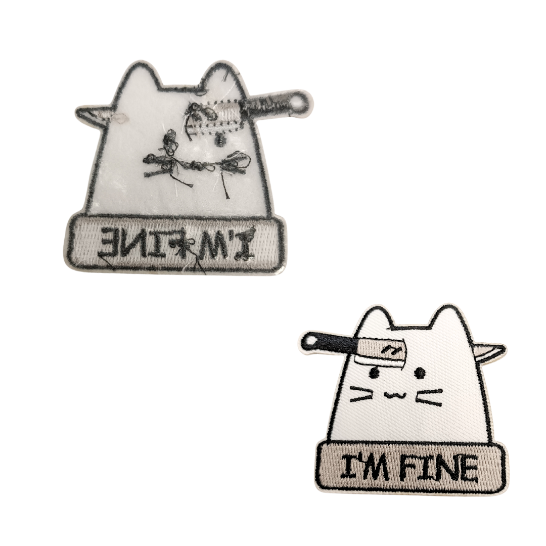 TOPPA RICAMATA TERMOADESIVA GATTO "I'M FINE"