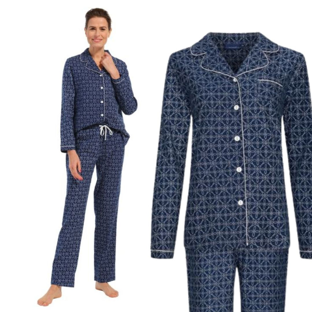 Pigiama Donna flanellato blu fantasia