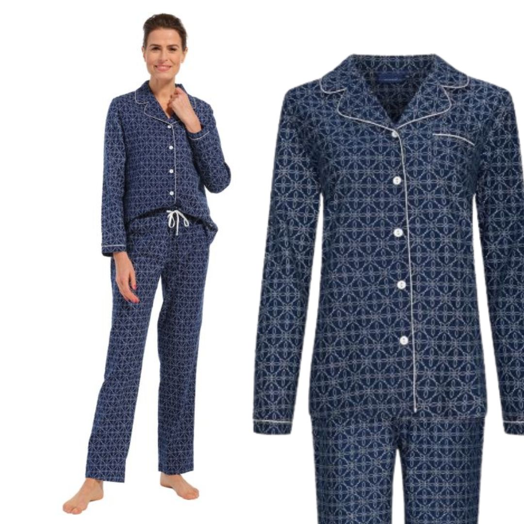 Pigiama Donna flanellato blu fantasia