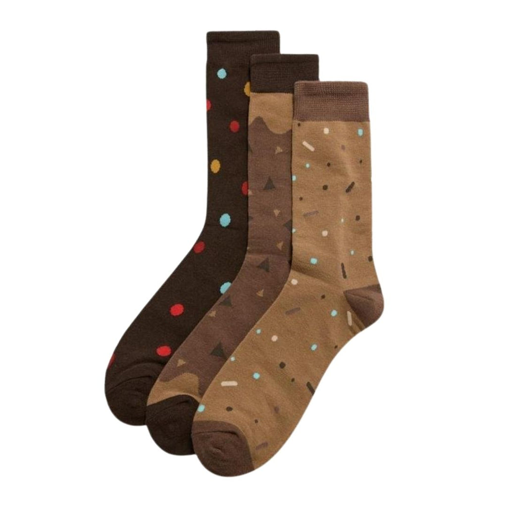 3 Paia calze corte 41/46 a forma di cupcakes base beige marrone