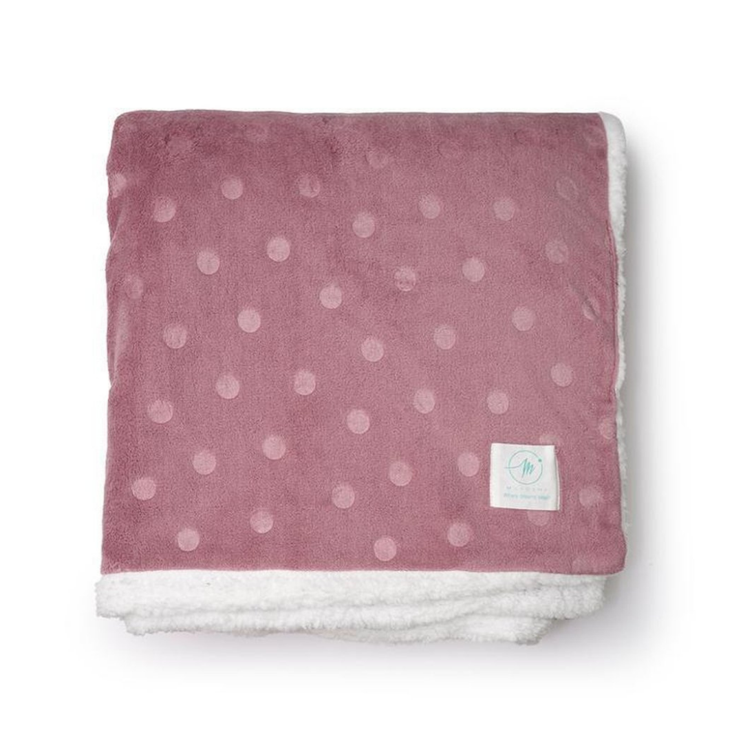 Coperta Plaid Matrimoniale/Singolo in Flannel e Sherpa a Pois – 130x160 cm