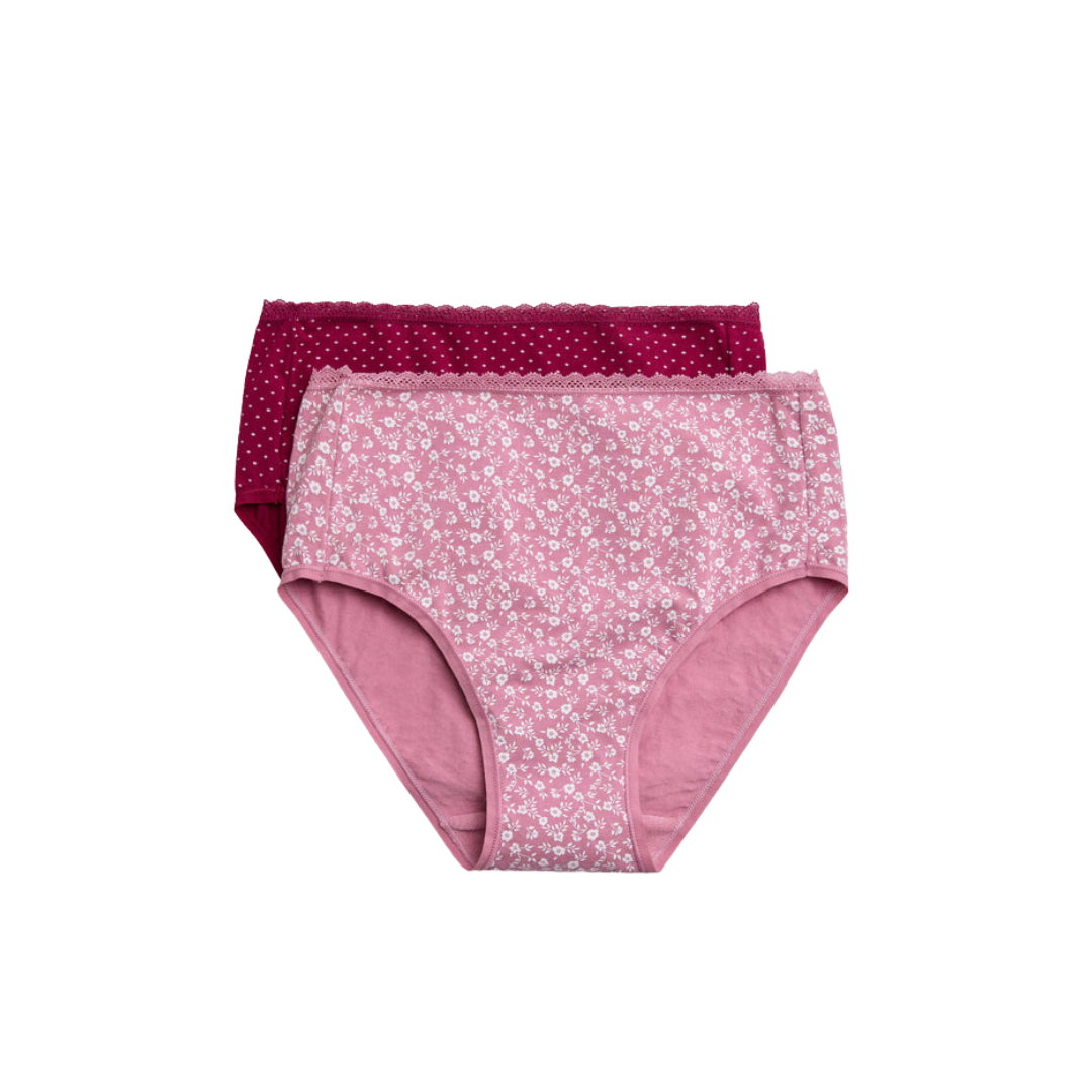 SLIP ALTO DONNA BI-PACK BORDEAUX E ROSA