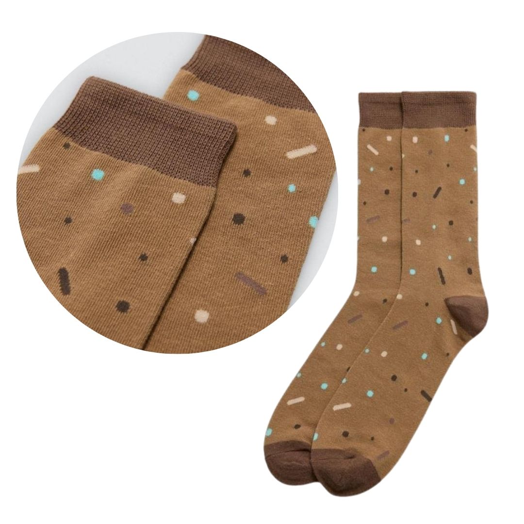 3 Paia calze corte 41/46 a forma di cupcakes base beige marrone