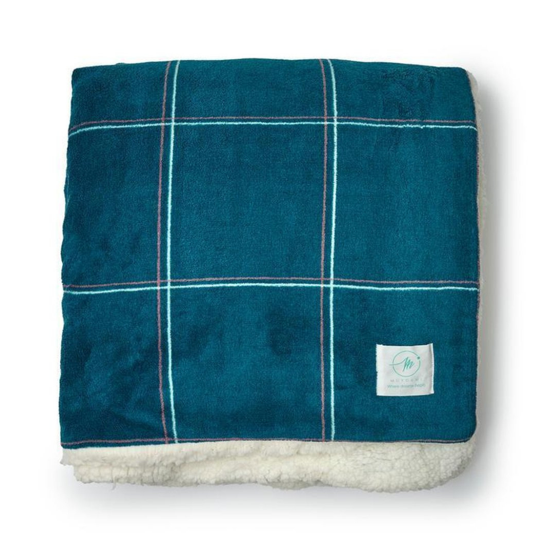 Coperta Plaid in Flannel e Sherpa a Quadri – 130x160 cm