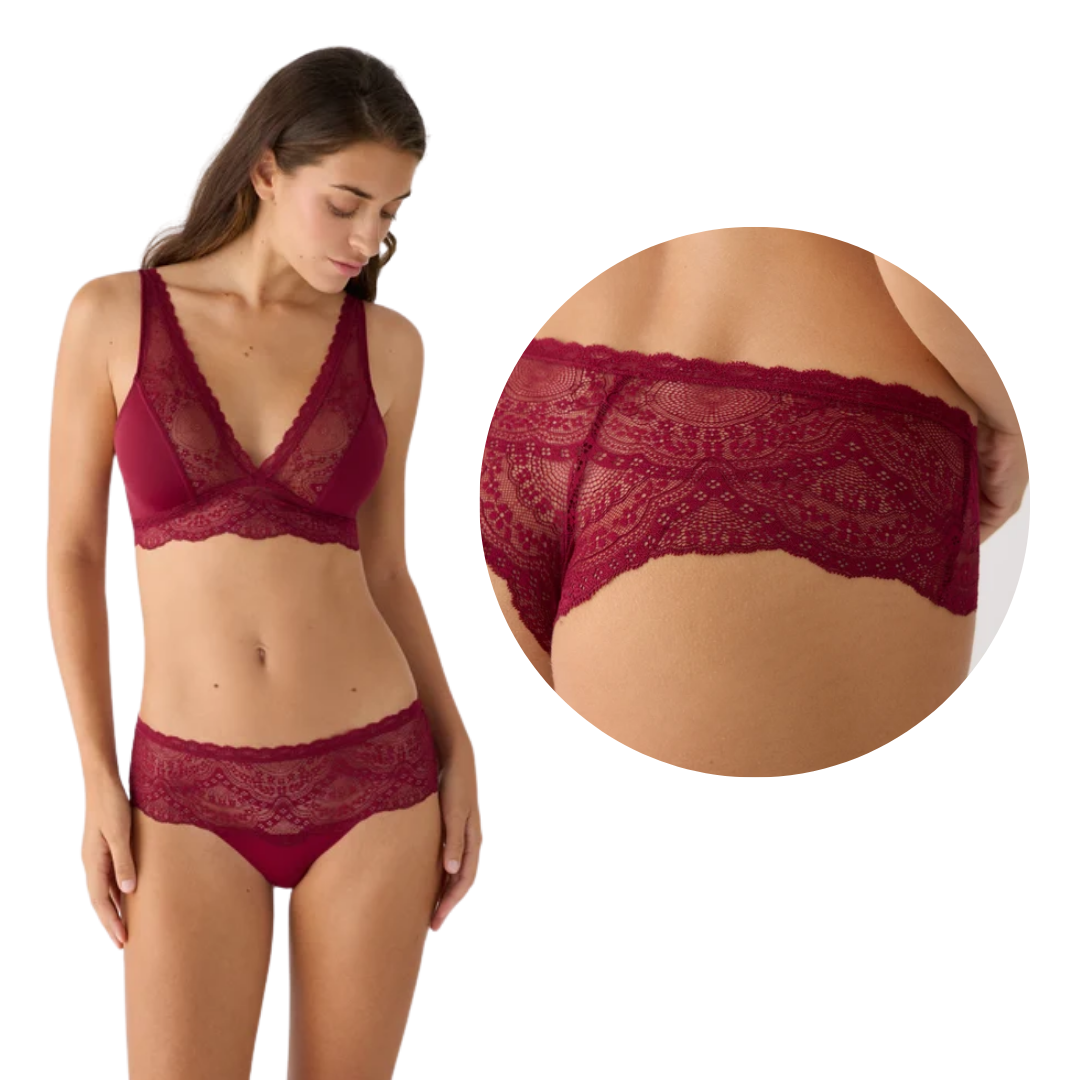 Shorty Brasiliano in Pizzo e Tessuto Liscio