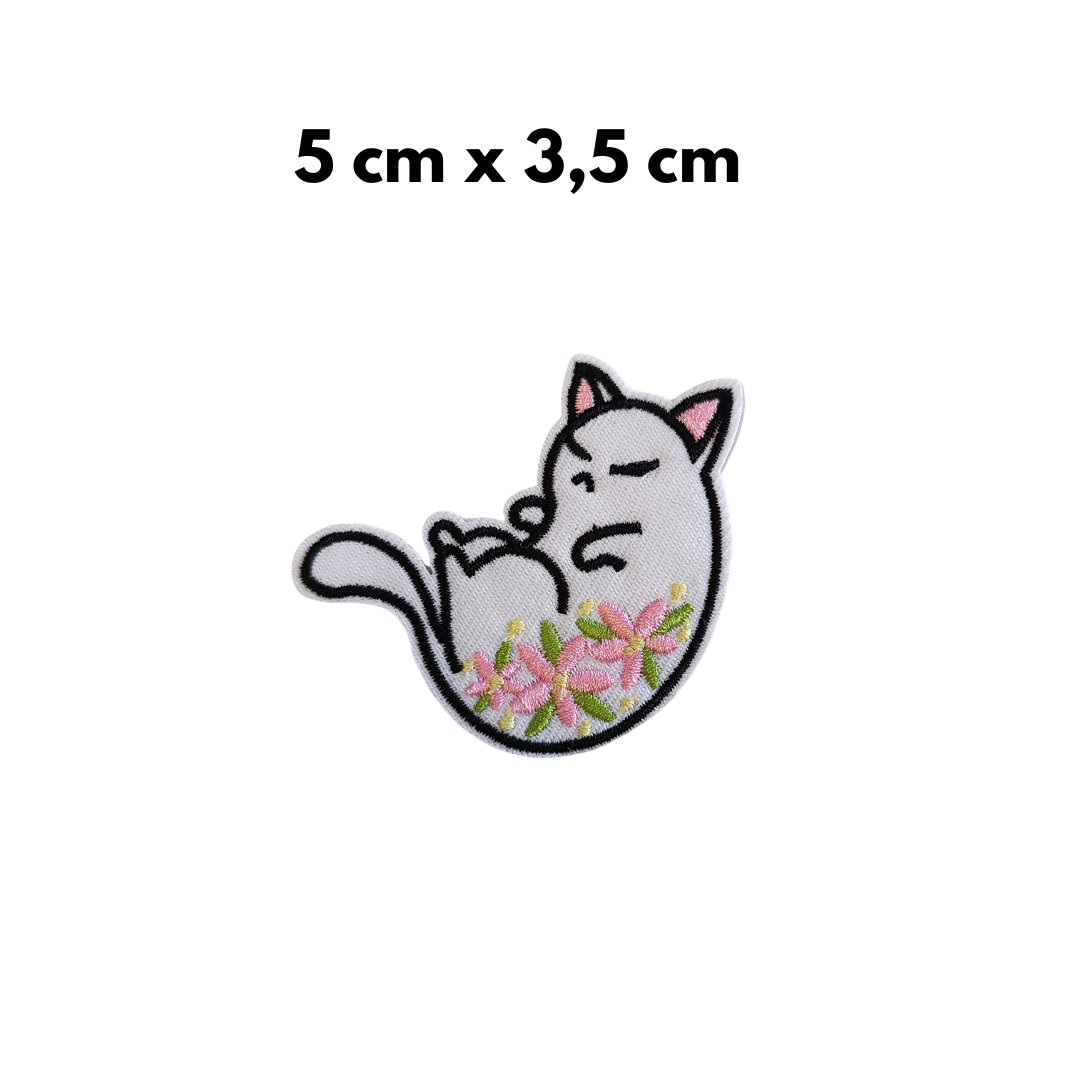TOPPA RICAMATA TERMOADESIVA GATTO BIANCO