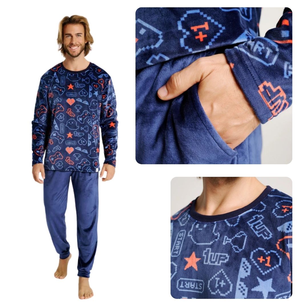 PIGIAMA muydemi UOMO MICROVELOUR GAMER
