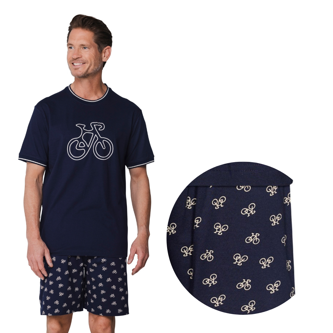 PIGIAMA UOMO M/M BLU CON DISEGNO BICI