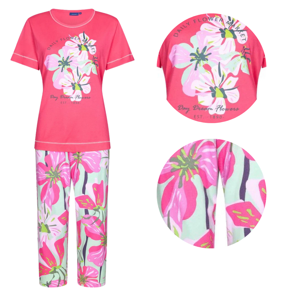 PIGIAMA M/M FUCSIA PANTALONE PINOCCHIETTO FLOREALE