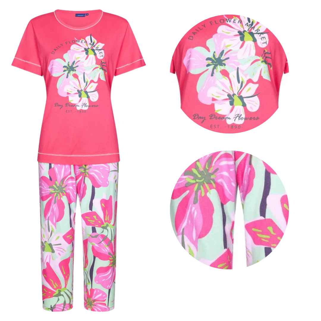 PIGIAMA M/M FUCSIA PANTALONE PINOCCHIETTO FLOREALE