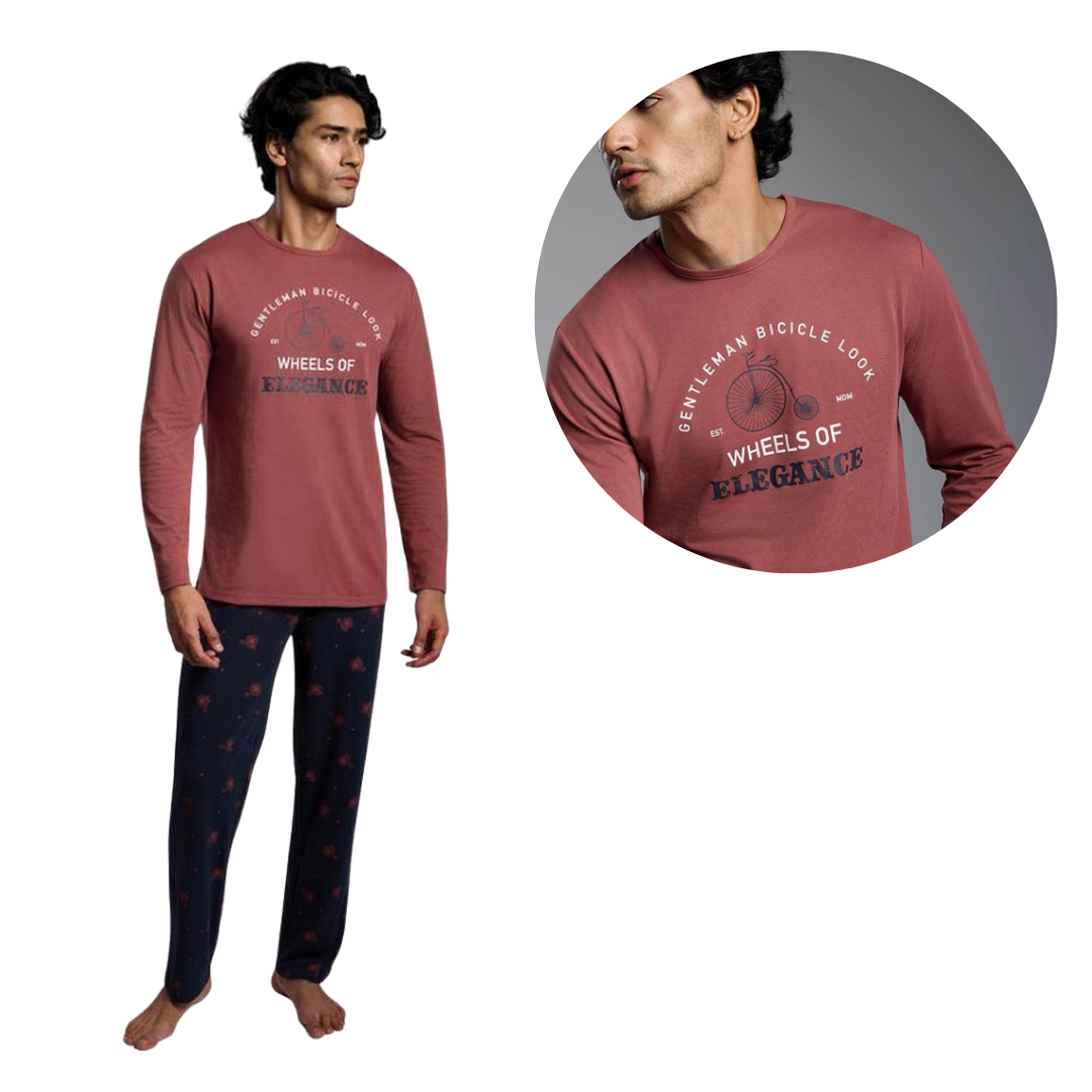Pigiama Uomo in Puro Cotone "Wheels of Elegance"