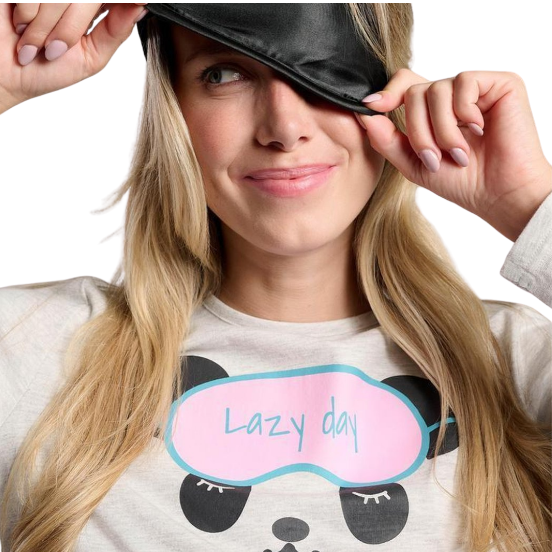 Pigiama Donna pantalone e manica lunga  "Lazy Day Panda"