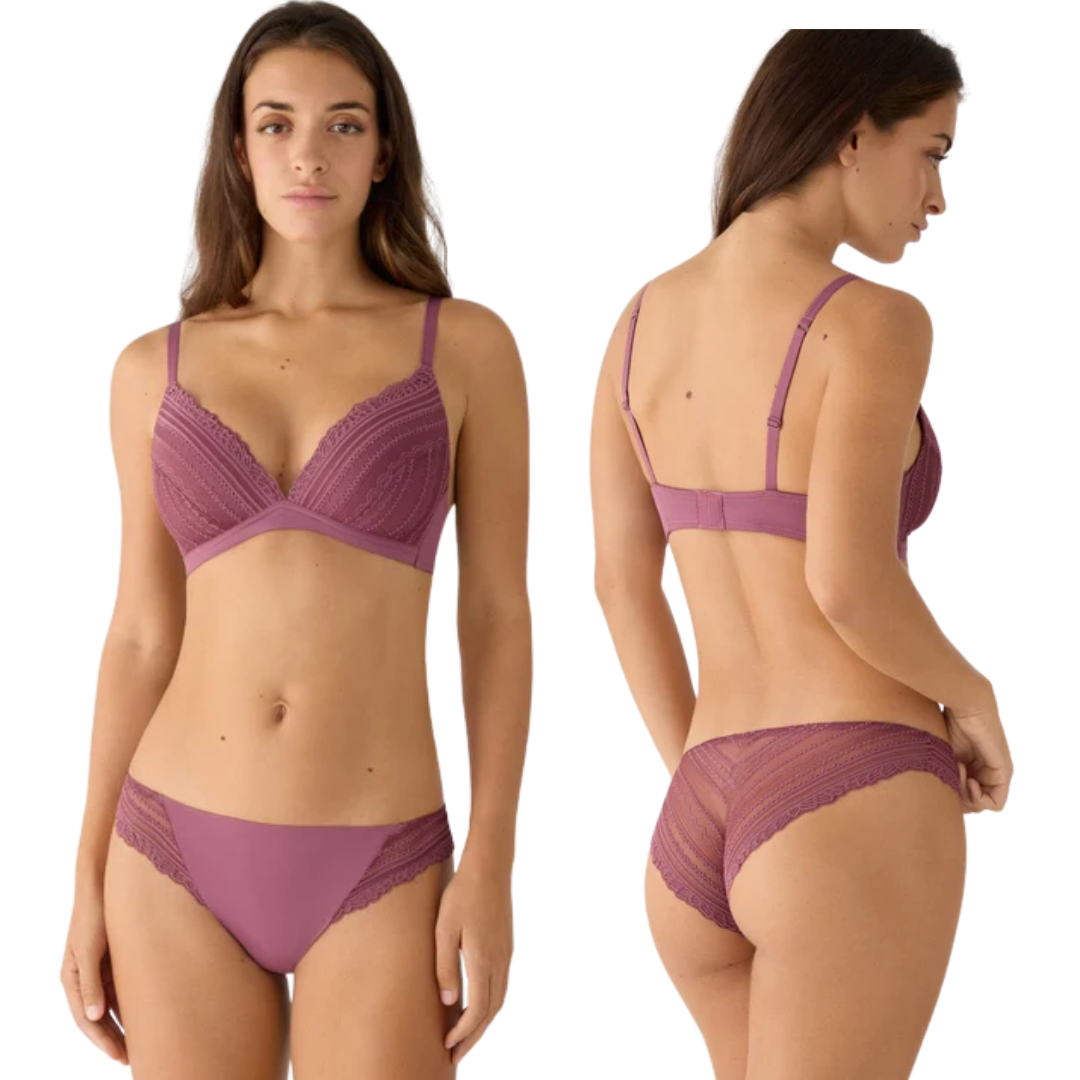 Brasiliana in Pizzo Geometrico e Microfibra – Eleganza Grafica e Comfort Invisibile