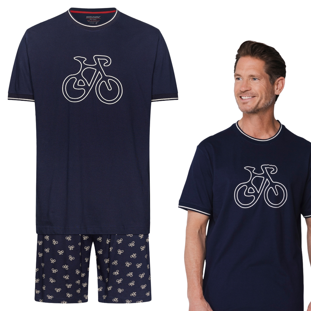 PIGIAMA UOMO M/M BLU CON DISEGNO BICI